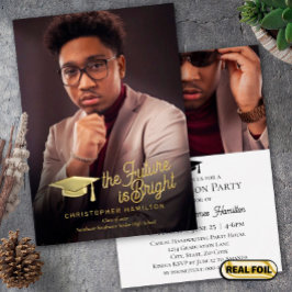 De toekomst is het Bright Gold Script Photo Afstud Folie Uitnodiging