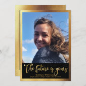 De toekomst is het Gold Script 4-fotoAfstuderen Aankondiging (Voorkant / Achterkant)