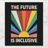 De toekomst is inclusief LGBTQ Pride Ally Rainbow Wijn Etiket (Enkel label)