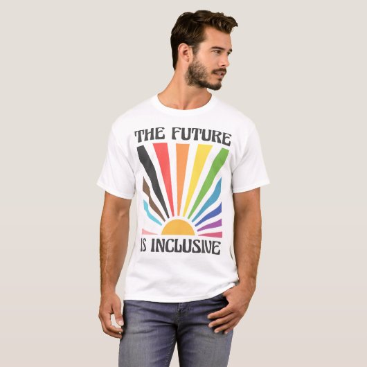 De toekomst is inclusief LHBTQ Progress Pride T-shirt (Voorkant volledig)