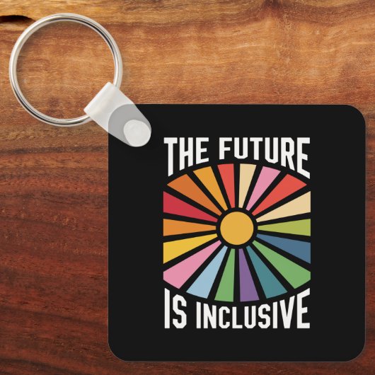 De Toekomst is Inclusief Regenboog Pride Trans Rec Sleutelhanger (Voorkant)