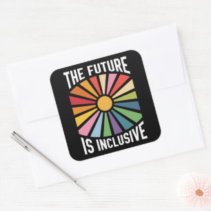 De Toekomst is Inclusief Regenboog Pride Trans Rec Vierkante Sticker