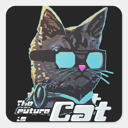 De toekomst is kat vierkante sticker (Voorkant)