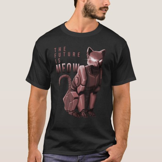 De Toekomst Is Meow Robot Kitty Kat Grappig T-shirt (Voorkant)