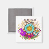 De toekomst is niet-Binaire Kristal Ball Magneet (Voorkant / Achterkant)
