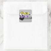 De toekomst is non-binair vierkante sticker (Tas)