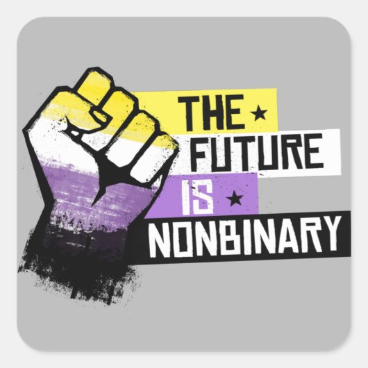 De toekomst is non-binair vierkante sticker (Voorkant)
