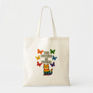 De toekomst is queer - Rainbow Cat & Butterflies Tote Bag