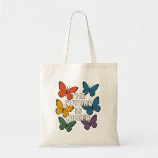 De toekomst is queer - regenboogvlinders tote bag