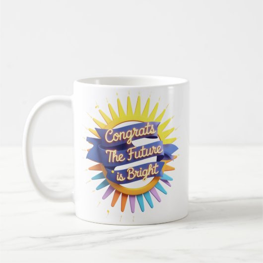 De toekomst is stralende Mok, afstuderen mok (Links)