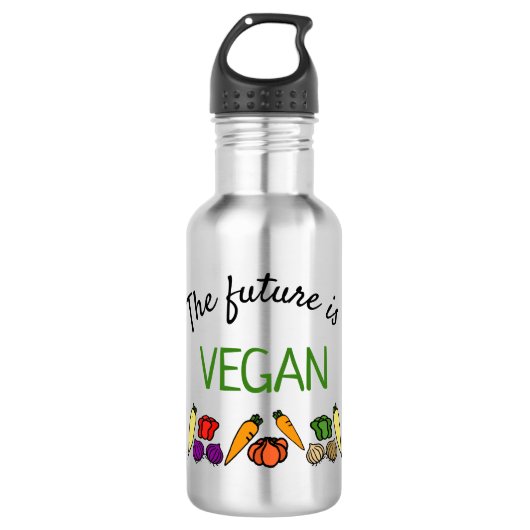De toekomst is VEGAN, gepersonaliseerd, jouw naam Waterfles (Voorkant)