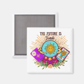 De toekomst is Vrouw Crystal Ball Magneet (Voorkant / Achterkant)