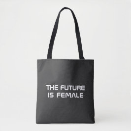 De toekomst is vrouw zwart-wit tote bag