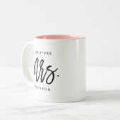 De toekomst Mevrouw gepersonaliseerd Verloving Tweekleurige Koffiemok (Voorkant links)