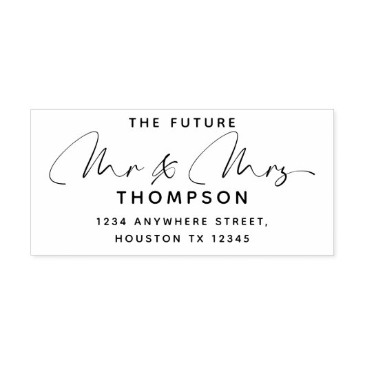 De toekomst Mr Mrs Calligraphy Naam terug adres Zelfinktende Stempel (Design)
