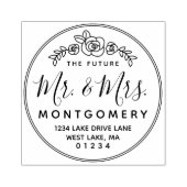 De toekomst Mr & Mrs Floral Roos retouradres Rubberstempel (Afrduk)
