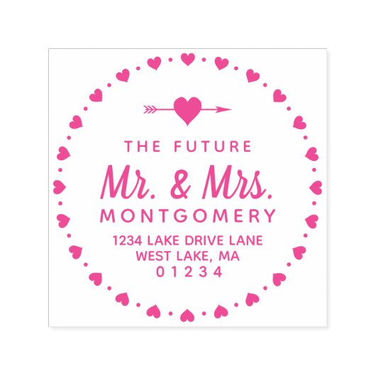 De toekomst Mr & Mrs Heart Ring retour adres Zelfinktende Stempel (Design)