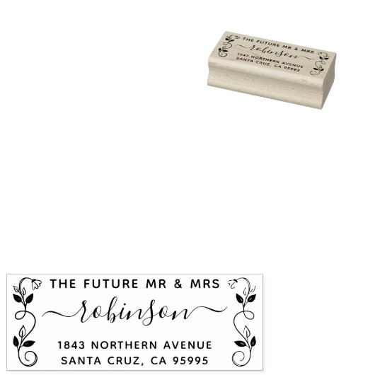 De toekomst Mr. & Mrs Rustic Floral retour adres Rubberstempel (Gestempeld)