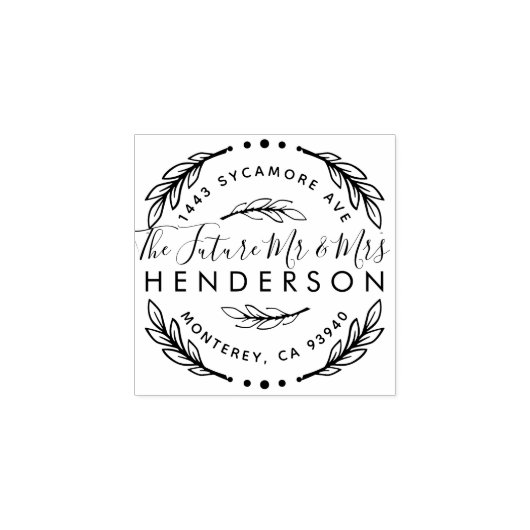 De toekomst Mr & Mrs | Teruggaveadres van aangepas Rubberstempel (Afrduk)
