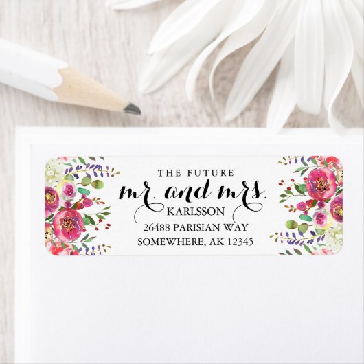 DE TOEKOMST MR & MRS WATERVERF ADRESETIKETTEN ETIKET (Insitu)