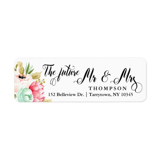 De toekomst Mr. Peony Roos Pastel Waterverven Etiket (Voorkant)