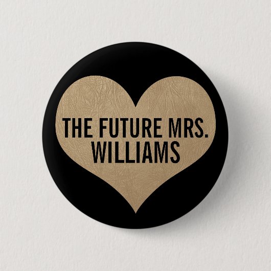 De toekomst Mrs Leather Texture Gold Heart Ronde Button 5,7 Cm (Voorkant)