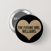 De toekomst Mrs Leather Texture Gold Heart Ronde Button 5,7 Cm (Voorkant /achterkant)