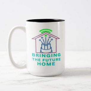 De Toekomst Naar Huis Brengen Tweekleurige Koffiemok