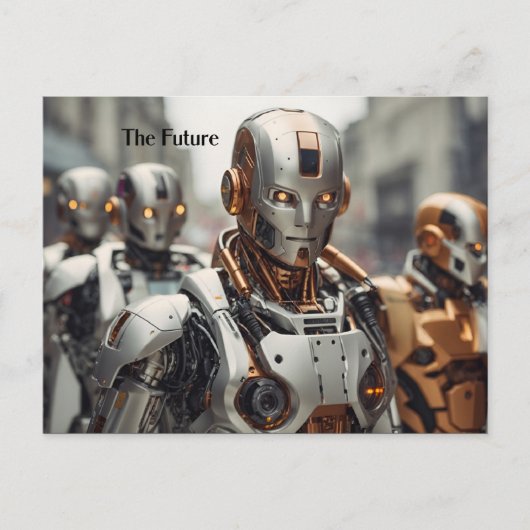 De toekomst, roamende robots, briefkaart (Voorkant)
