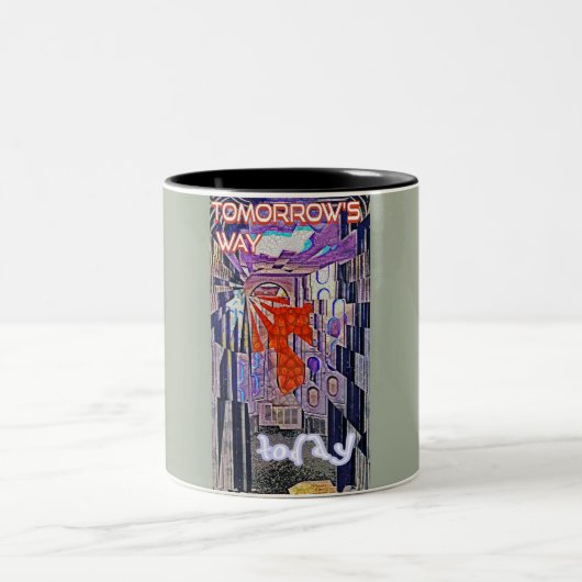 De toekomst van de toekomst van de toekomst tweekleurige koffiemok (Center)