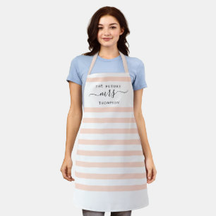 De toekomst van mevrouw Blush Pink Modern Stripes  Schort