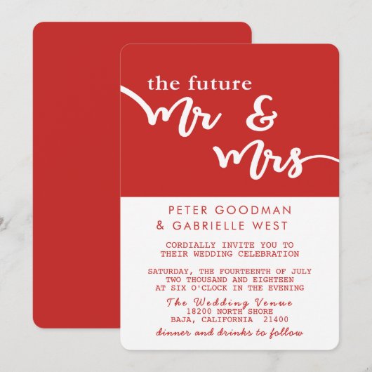 De toekomstige heer en mevrouw bruiloft uitnodigin kaart (Voorkant / Achterkant)