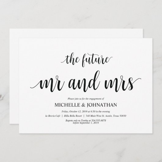 De toekomstige heer en mevrouw, Engagement Party n Kaart (Voorkant / Achterkant)