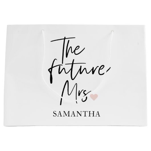 De toekomstige mevrouw en uw naam | Modern cadeau  Groot Cadeauzakje (Voorkant)