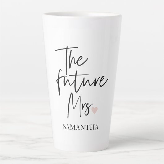 De toekomstige mevrouw en uw naam | Modern cadeau  Latte Mok (Voorkant)