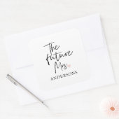 De toekomstige mevrouw en uw naam | Modern cadeau  Vierkante Sticker (Envelop)