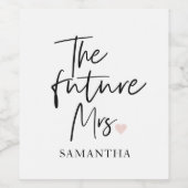 De toekomstige mevrouw en Uw naam | Modern cadeau  Wijn Etiket (Enkel label)