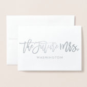 De toekomstige mevrouw (Toekomstige Achternaam) Fo Folie Kaarten (Voorkant met envelop)