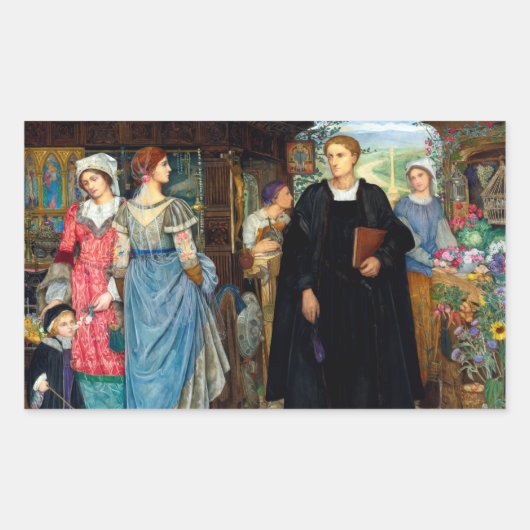 De toevallige ontmoeting, 1907 door Kate Elizabeth Rechthoekige Sticker (Voorkant)