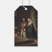 De toewijding (middeleeuwse ridder en zijne dame) cadeaulabel (Voorkant)