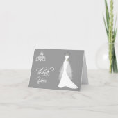 De toga van het huwelijk, kroonluchter op grijs bedankkaart (Voorkant)