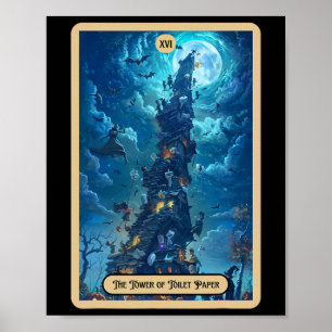 De Toilet Paper Tower (de Roeier) Halloween Tarot Poster