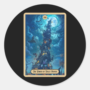 De Toilet Paper Tower (de Roeier) Halloween Tarot Ronde Sticker