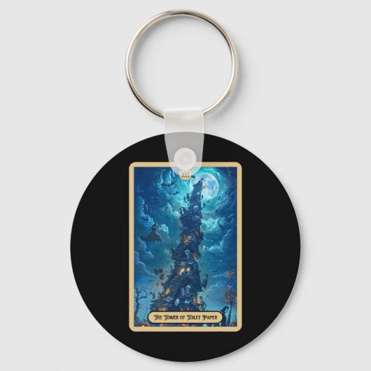 De Toilet Paper Tower (de Roeier) Halloween Tarot Sleutelhanger (Voorkant)
