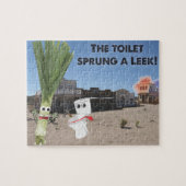De Toilet Sprung is een leek. Legpuzzel (Horizontaal)
