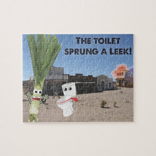 De Toilet Sprung is een leek. Legpuzzel (Horizontaal)