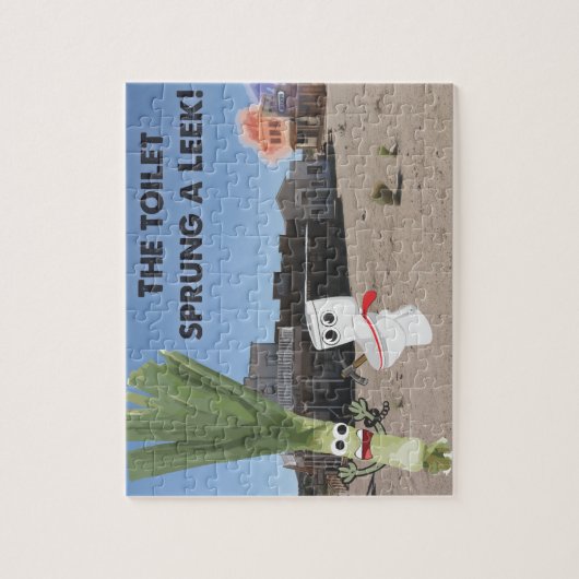 De Toilet Sprung is een leek. Legpuzzel (Verticaal)
