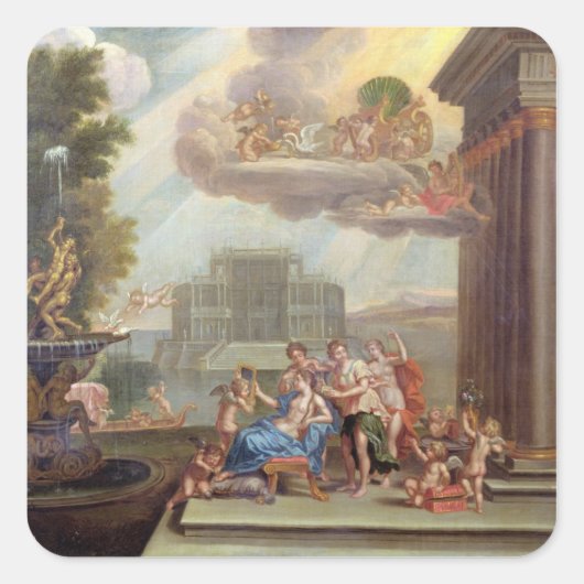De Toilet van Venus, 18e eeuw Vierkante Sticker (Voorkant)