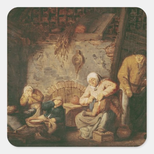 De toilet vierkante sticker (Voorkant)