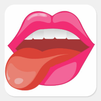 De tong uitsteken vierkante sticker